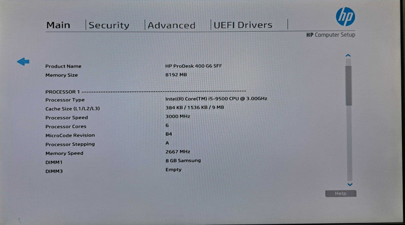 HP ProDesk 400 G6 SFF | i5-9500 @ 3.00GHz 6C, 8GB DDR4, No HDD/OS