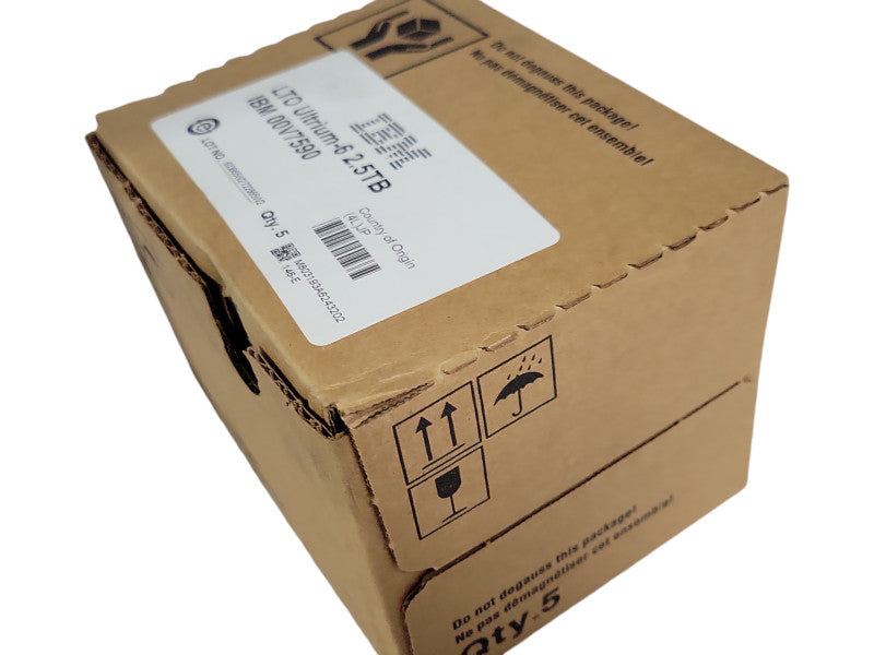 New Pack of 5x IBM LTO Ultrium 6 Data Cartridge 2.5 TB 00V7590 Q_