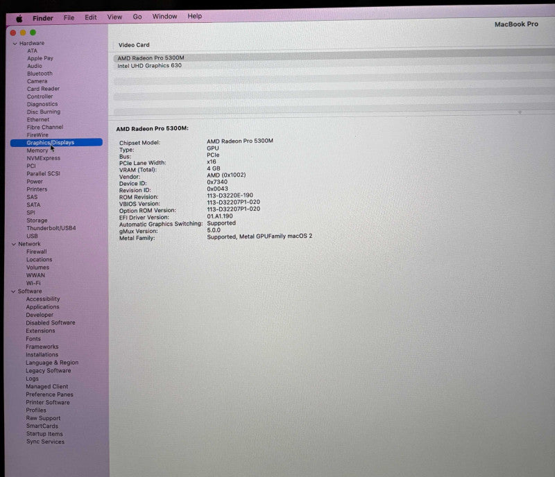 Apple MacBook Pro 16" 2019 i7-9750H Radeon Pro 5300M GPU 32GB 512SSD READ!