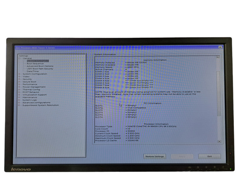 Dell Precision 5820 X | i9-9900X @ 3.5GHz 10C, 64GB DDR4, Quadro P2000, No HDDs
