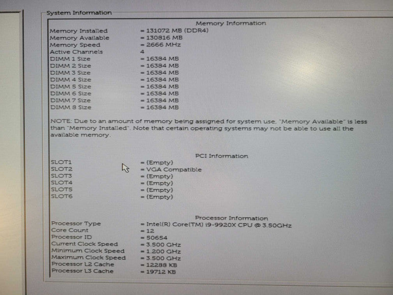 Dell Precision 5820 X | i9-9920X @ 3.5GHz 12C,132GB DDR4, Quadro K2000, No HD !