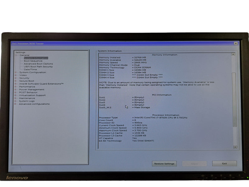 Dell Precision 3630 Tower | i7-8700K @3.7GHz 6-Core, 32GB DDR4, 512GB NVMe