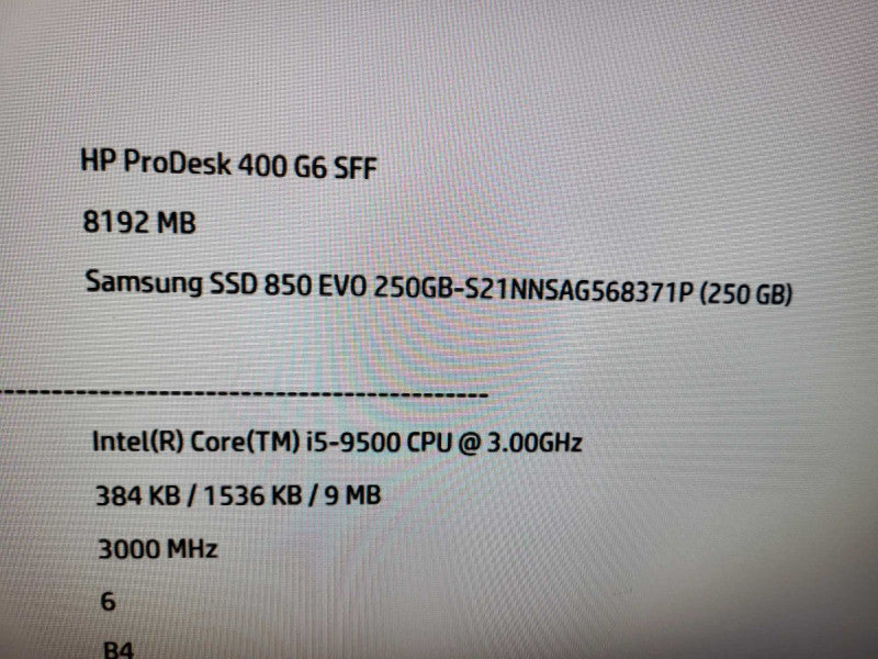 HP ProDesk 400 G6 SFF | i5-9500 @ 3.00GHz 6C, 8GB DDR4, 250GB SSD READ Q$