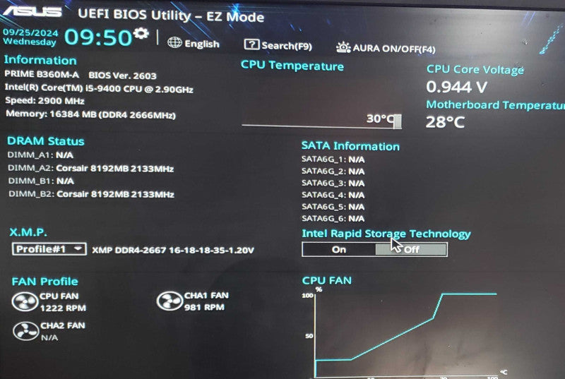 Custom SFF PC i5-9400 CPU, 16GB RAM DDR4, 500GB SSD, Prime B360MA Motherboard