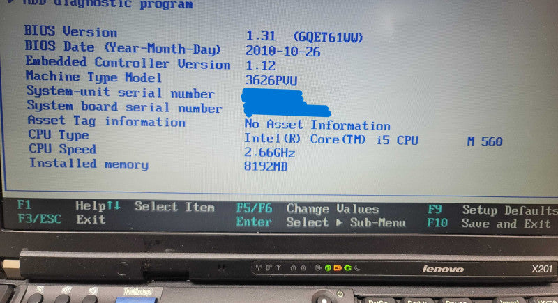 Lenovo ThinkPad X201| i5-m560| 8GB DDR3L| NO HDD β BudLap