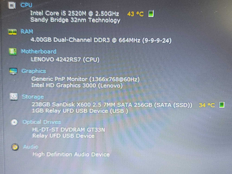 Lenovo ThinkPad T520| i5-2520M| 4GB DDR3| 256GB SSD  β BudLap