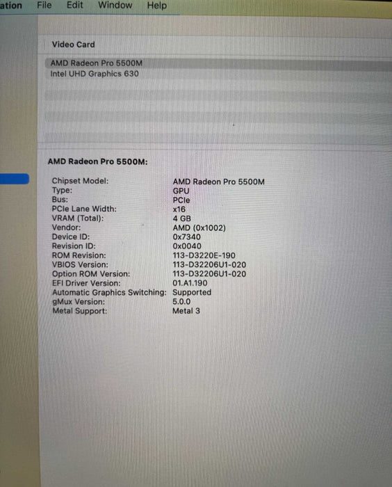 Apple MacBook Pro 16" i9-9880H Radeon Pro 5500M 64GB RAM 1TB SSD READ!