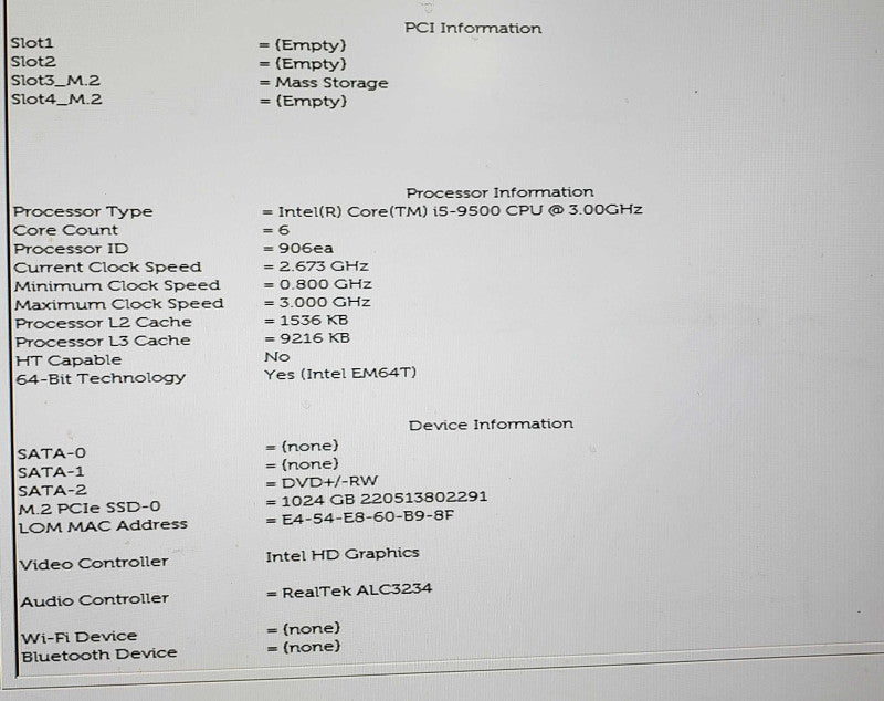 Dell OptiPlex 3070 SFF Intel Core i5 9500 CPU, 16GB RAM, 1TB SSD