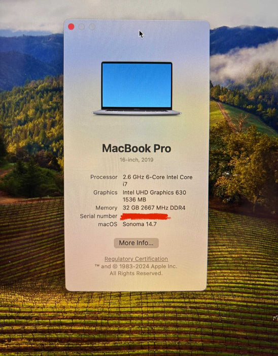 Apple MacBook Pro 16 inch 2019 i7-9750H Radeon Pro 5300M 32GB RAM 512SSD READ