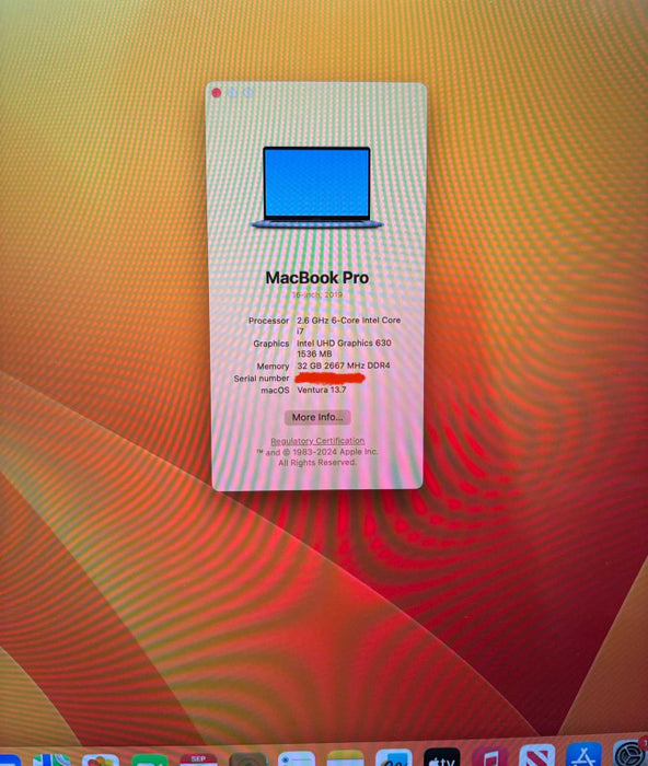 Apple MacBook Pro 16-inch 2019 i7-9750H Radeon Pro 5300M 32GB RAM 512SSD READ