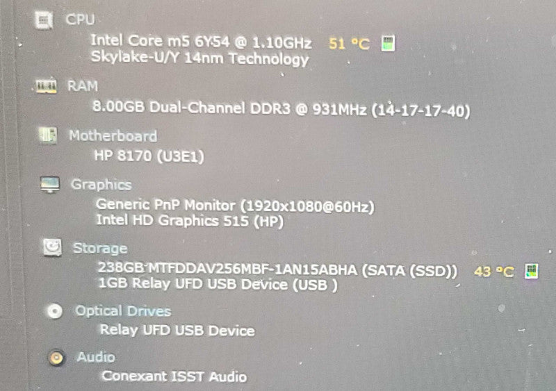 HP EliteBook Folio G1| m5-6Y54@ 1.10GHz|  8GB DDR3| 256GB SSD  β BudLap