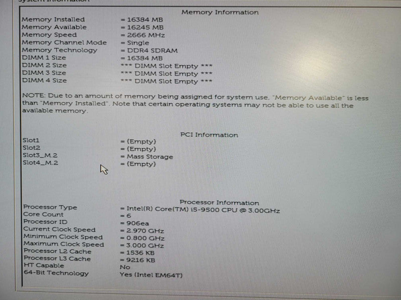 Dell OptiPlex 7070 SFF Intel i5 - 9500 CPU @ 3.00GHz 16GB DDR4 Ram 256GB NVMe !