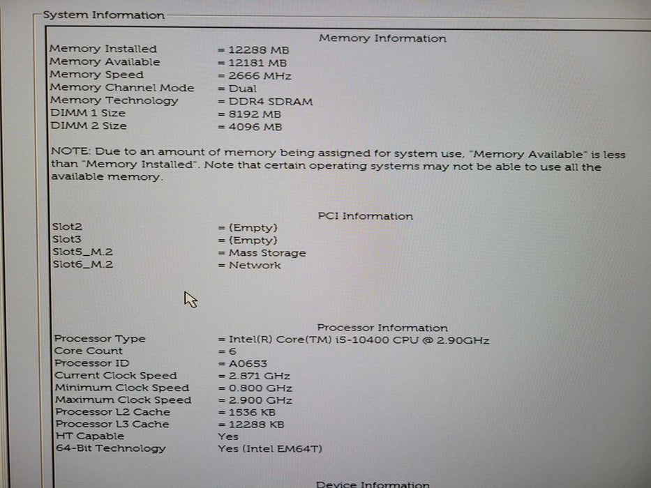 DELL Inspiron 3880 Desktop, i5-10400 3.60GHz, 12GB DDR4, 256GB NVMe !
