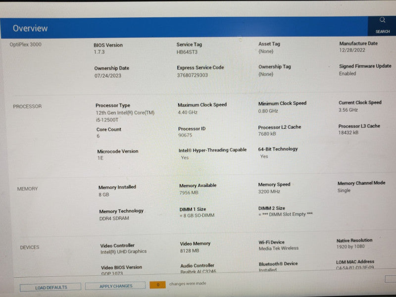 Dell OptiPlex 3000 USFF Desktop PC, i5-12500T CPU, 8GB RAM, 512GB SSD