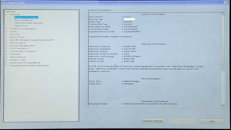 Dell Optiplex 3080 USFF, i3-10100T 3.00GHz 4C, 16GB DDR4, 512GB NVMe, PWR