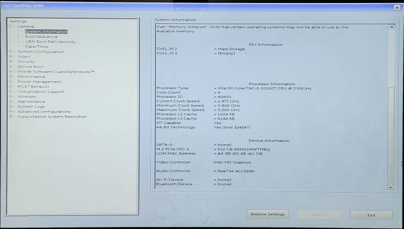 Dell Optiplex 3080 USFF, i3-10100T 3.00GHz 4C, 16GB DDR4, 512GB NVMe, PWR