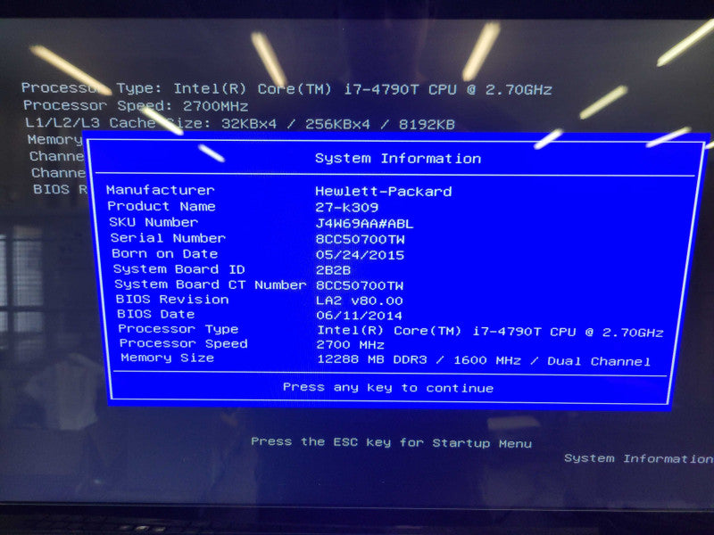 HP ENVY 27 (27-k309) - Core i7-4790T | 12GB RAM | 500GB SSD \\ KB-Mouse | PWR %