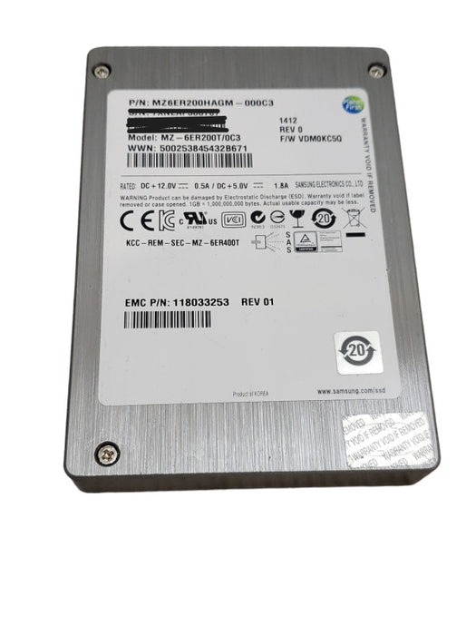 200GB SAS 2.5" Samsung 6Gb/s 4k SSD Q+