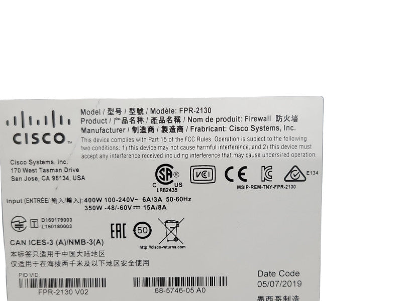 Cisco FPR-2100 Series FPR-2130 Security Appliance Firewall w/ SSD 2*PSU _