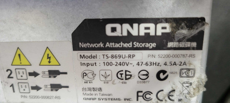 QNAP TS-869U-RP 8-Bay Network Attached Storage No HDD, No HDD Trays READ _