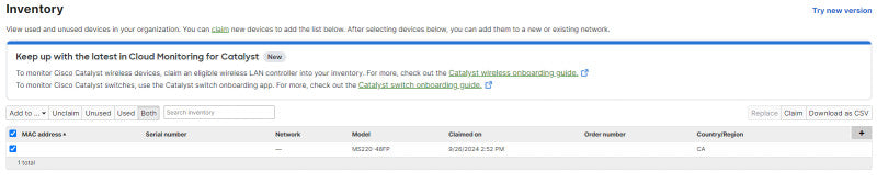 Cisco Meraki MS220-48FP-HW Cloud-Managed 48-Port PoE Gigabit Switch UNCLAIME !
