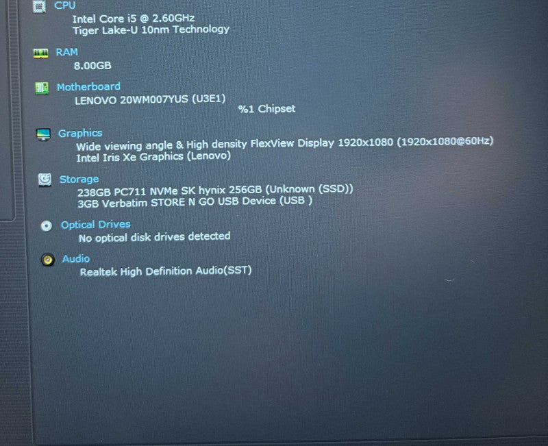Lenovo ThinkPad T14s i5-1145G7 8GB 256SSD BIOS Locked No Power Adapter READ!  Lap200