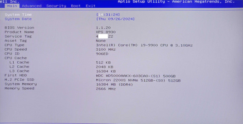 DELL XPS 8930 Core i9-9900 3.1Ghz 16GB DDR4, 512GB SSD + 500GB HDD _