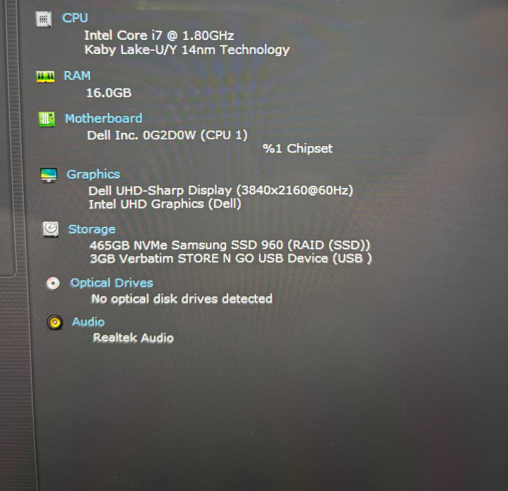 Dell XPS 13 7390 4K TOUCH i7-10510U@1.8GHz 16GB RAM 500GB SSD  Lap200