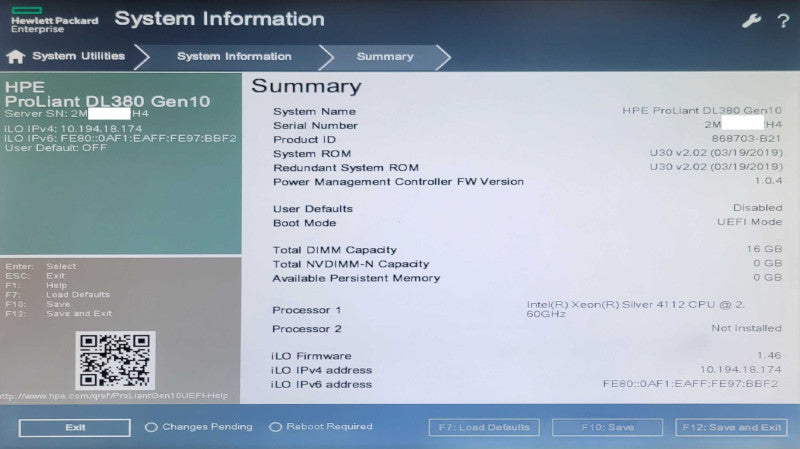 HP DL380 G10 2U 1x Xeon Silver 4112 2.6GHz 16GB DDR4 P408i-a SR G10, 2x PSU _