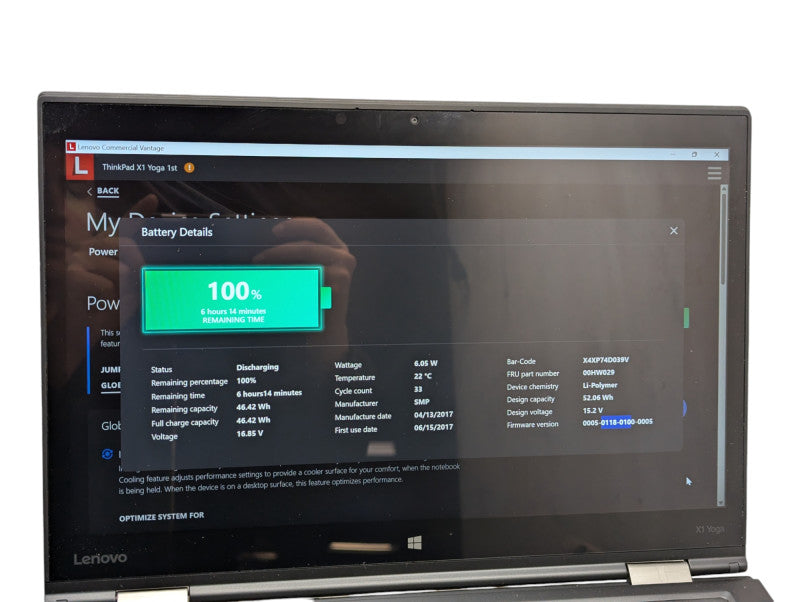 Lenovo ThinkPad X1 Yoga 1st Intel Core i7-6600U @ 2.60Ghz 16GB RAM 256GB SSD - Lap200
