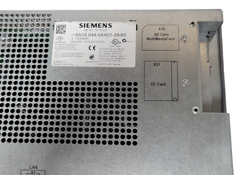 SIEMENS 6AV6 644-0AA01-2AX0 MP 377 12" TOUCH PANEL, READ _