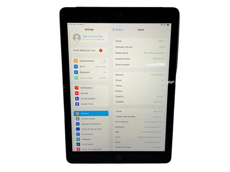 Apple iPad 5th Generation A1823 | 32GB Wi-Fi + Cellular Unlocked