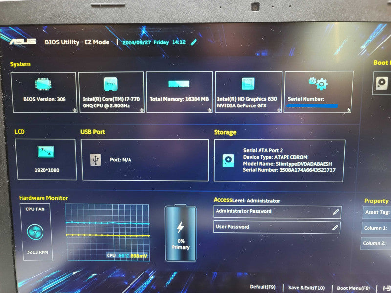 ASUS ROG STRIX GL753VD| i7-7700HQ| 16GB DDR4| GTX 630| PARTS/REPAIR  β Lap200