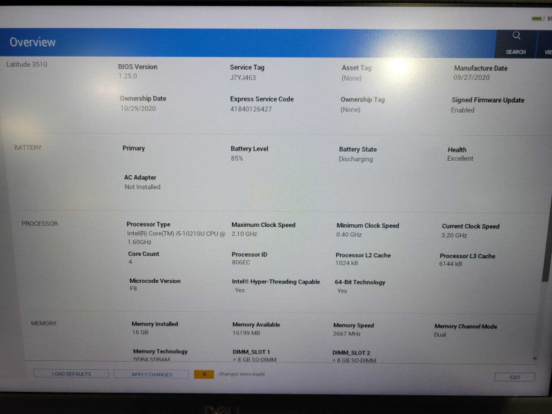 Dell Latitude 3510 Intel Core i5-10210U@1.6GHz 16GB DDR4 RAM 256GB SSD ! Lap200
