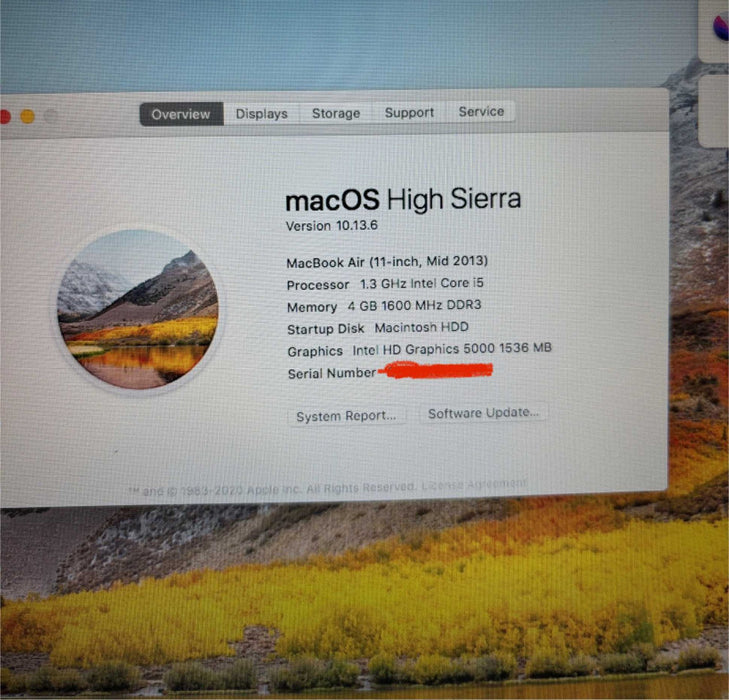Apple MacBook Air 11-inch Mid 2013 i5-4250U 4GB RAM 256SSD READ