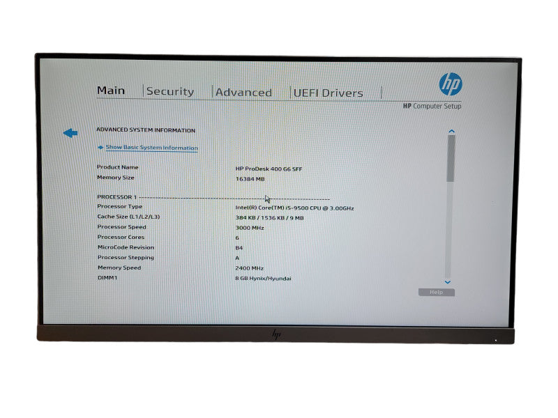 HP ProDesk 400 G6 SFF Intel i5 - 9500 CPU @ 3.00GHz 16GB DDR4 Ram θ
