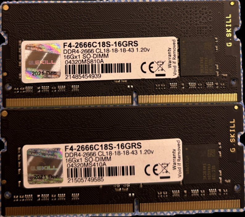 G.SKILL RIPJAWS Series DDR4-2666 RAM 32GB (Set Of 2X16GB SO-DIMM) For Laptops