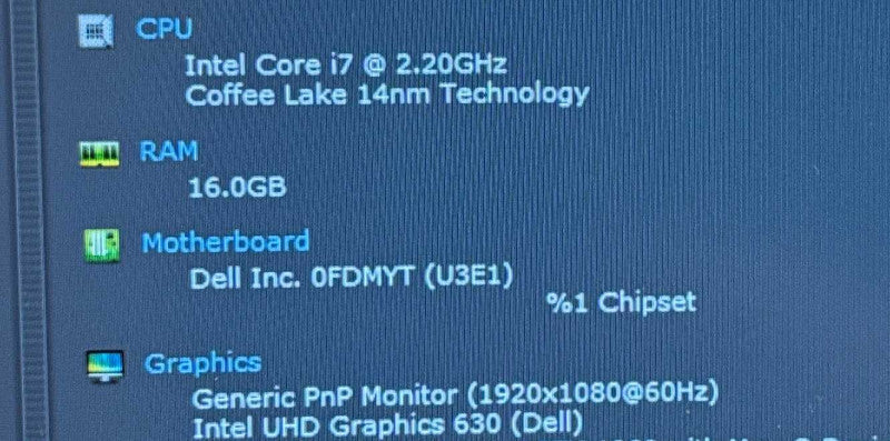 Dell G7 7588 Core i7-8750H@2.2GHz GTX 1060 6GB GPU 16GB RAM 256GB SSD 1TB HDD  Lap200