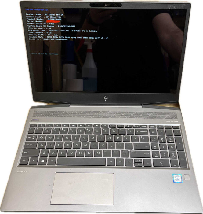 HP ZBook 15v G5 i7-9750H 8GB RAM BIOS Locked For Parts/Repair READ!  Lap200