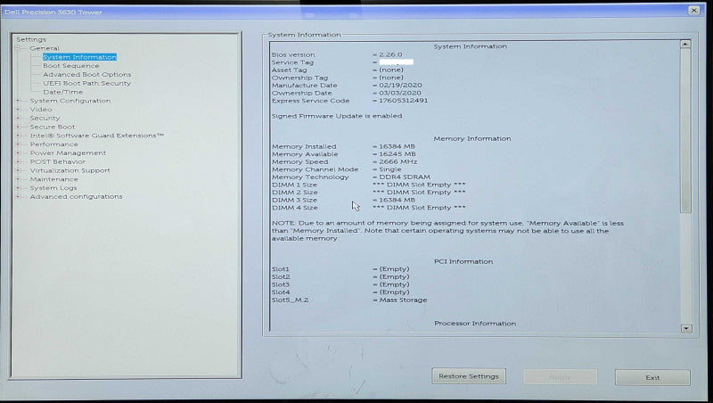 Dell Precision 3630 Tower, i7-8700 3.20GHz 6C, 16GB DDR4, 512GB NVMe