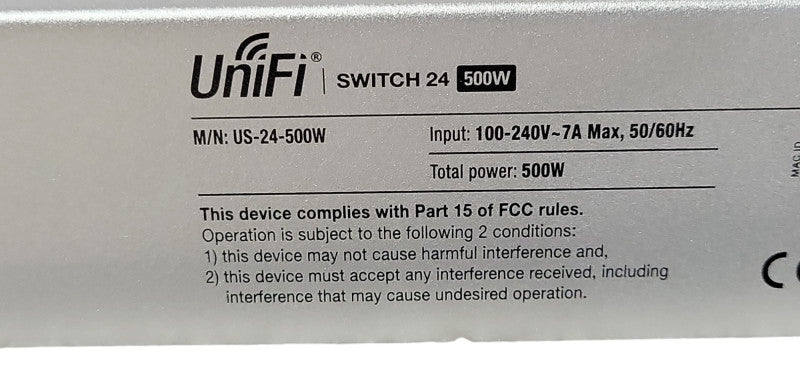 Ubiquity UniFi Switch 24 - (US-24-500W) 24-Port PoE Switch, READ _