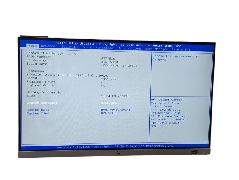 Lenovo TD340 1x Xeon E5-2440 v2 @ 1.90Ghz 16GB RAM 9240-8i RAID -
