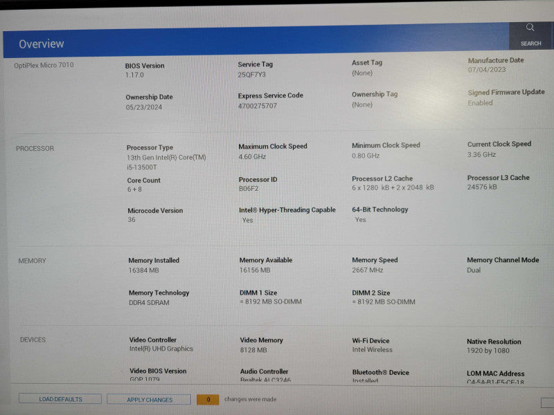 Dell OptiPlex 7010 Micro | i5-13500T 4.6GHz 14C, 16GB DDR4, 512GB NVMe, Wi-Fi !