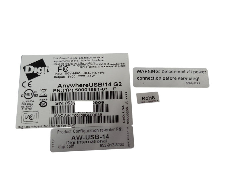 Digi AnywhereUSB/14 G2 50001681-01 Remote I/O Concentrator, READ Q_