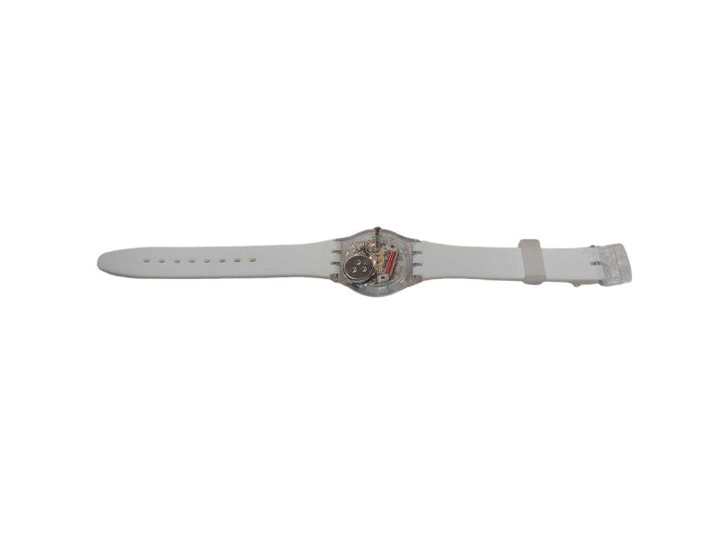 Swiss Swatch Womens Ultrarose Silicone Pale Pink Date Watch 34mm =