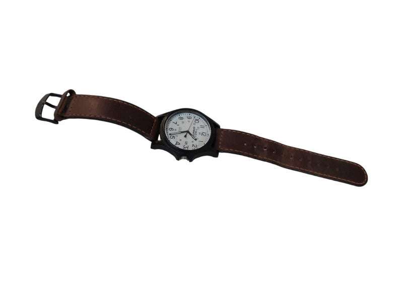 Timex Expedition Wrist Watch WR50M Leather Wristband Date =
