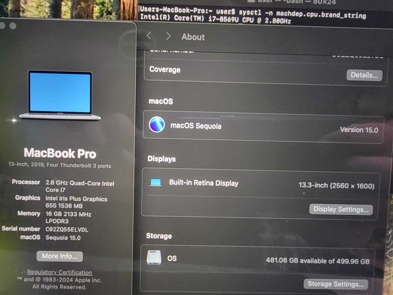 MacBook Pro 13" 2019 | 4-Core i7-8569U @2.8GHz | 16GB RAM | 500GB SSD - READ
