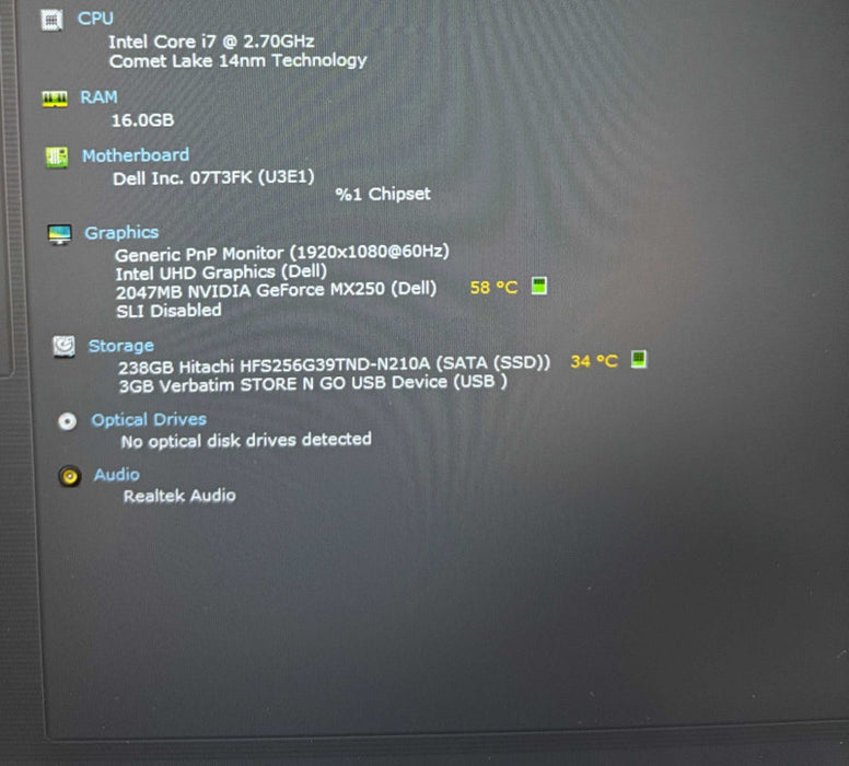 Dell Latitude 5411 i7-10850H@2.7GHz GeForce MX250 2GB GPU 16GB RAM 256GB SSD  Lap200