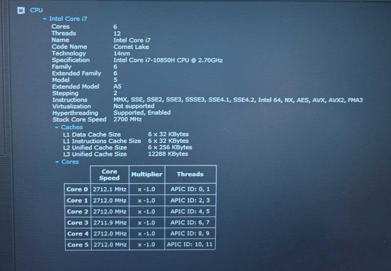 Dell Latitude 5411 i7-10850H@2.7GHz GeForce MX250 2GB GPU 16GB RAM 256GB SSD  Lap200