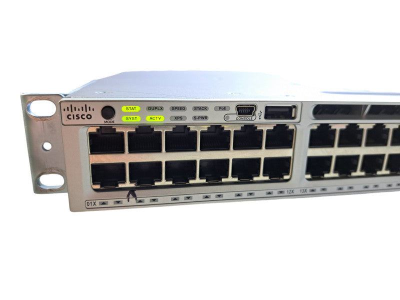 Cisco WS-C3850-48F-S | 48-Port Gigabit PoE+ Switch | 1x 1100W PSU